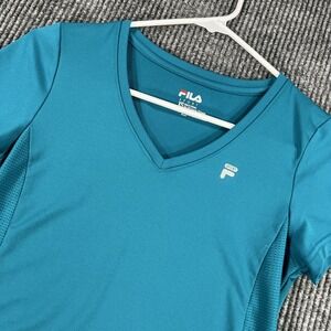 Fila Sport Shirt Womens XS V Neck Short Sleeve Athletic Mesh Performance Top